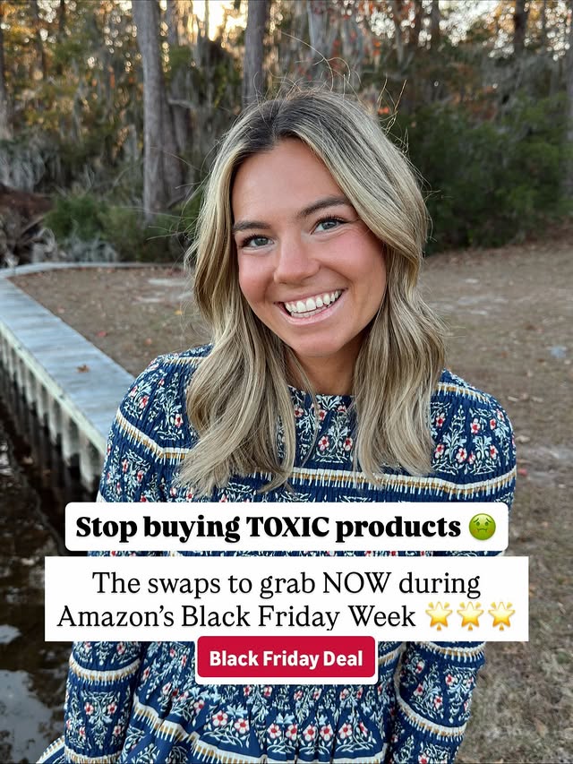 Instagram post by @cleanlivingkarly for RMS Beauty. Caption reads: Comment “AMAZON” for the FULL list of NON TOXIC....