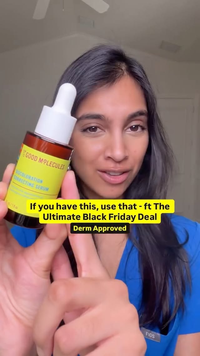 Instagram post by @leenaderm for Good Molecules. Caption reads: @goodmolecules black friday festival is happening....