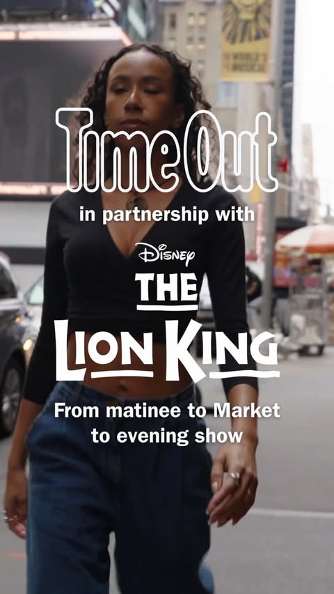 Instagram post by @timeoutmarketunionsquare for The Lion King - Musical. Caption reads: Lion King performer Tatiana Nuñez squeezes a lot....