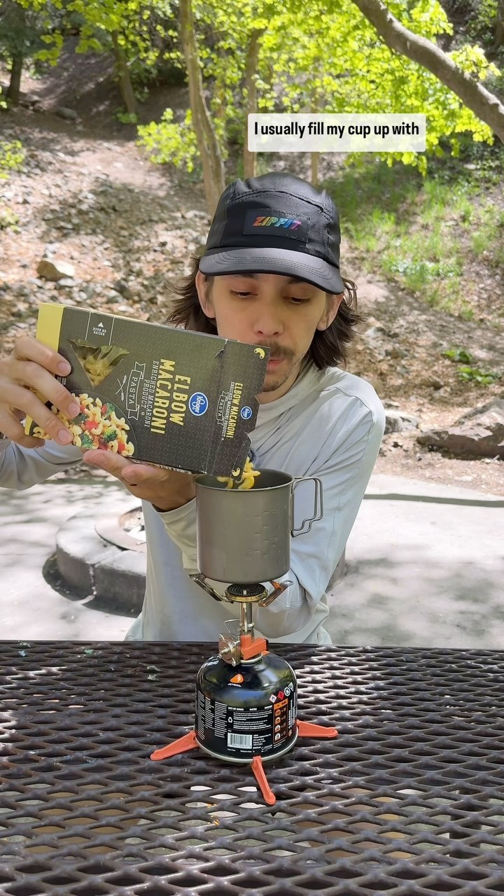 Instagram post by @tygoesoutside for Jetboil. Caption reads: A love letter to dehydrated refried beans -....
