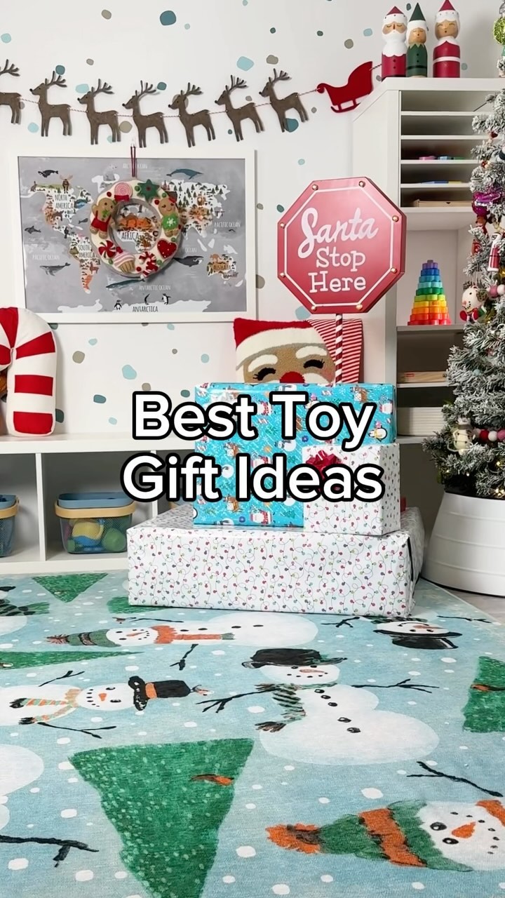 Instagram post by @playroominspo for Fisher-Price. Caption reads: Holiday shopping made easy! 🎁✨ Here are three....