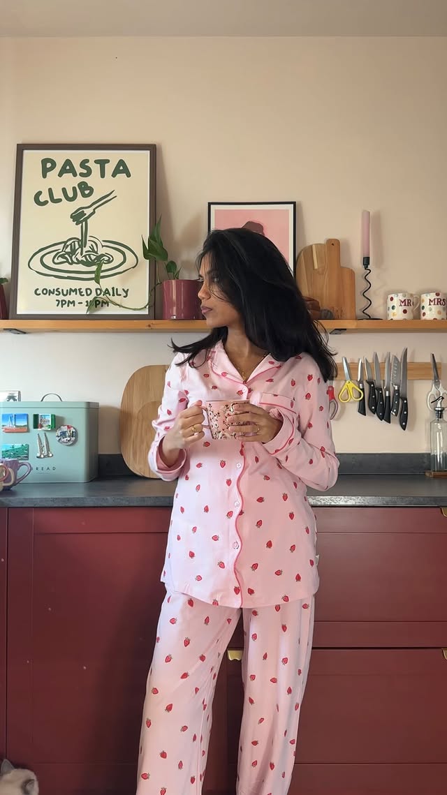 Instagram post by @tahirashome for John Lewis. Caption reads: PJs of the week! Which one’s your favourite? I’m a....