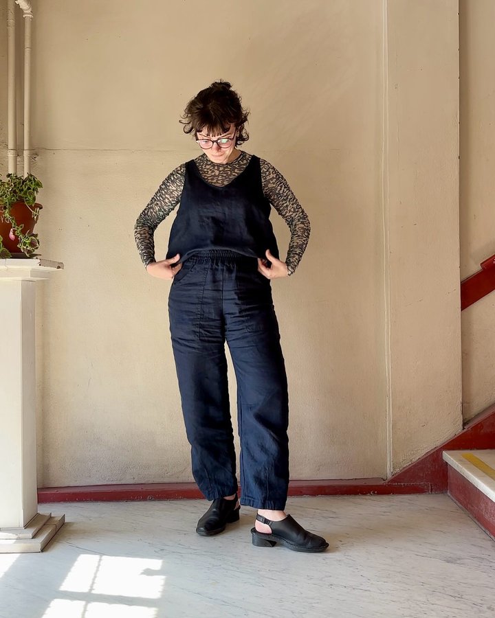 Instagram post by @makingcassie for The Fabric Store. Caption reads: Lil matching set to help me out of my sewing rut!....