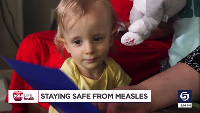 Instagram post by @kslnews for Intermountain Health. Caption reads: Measles cases in the U.S. have climbed to their....