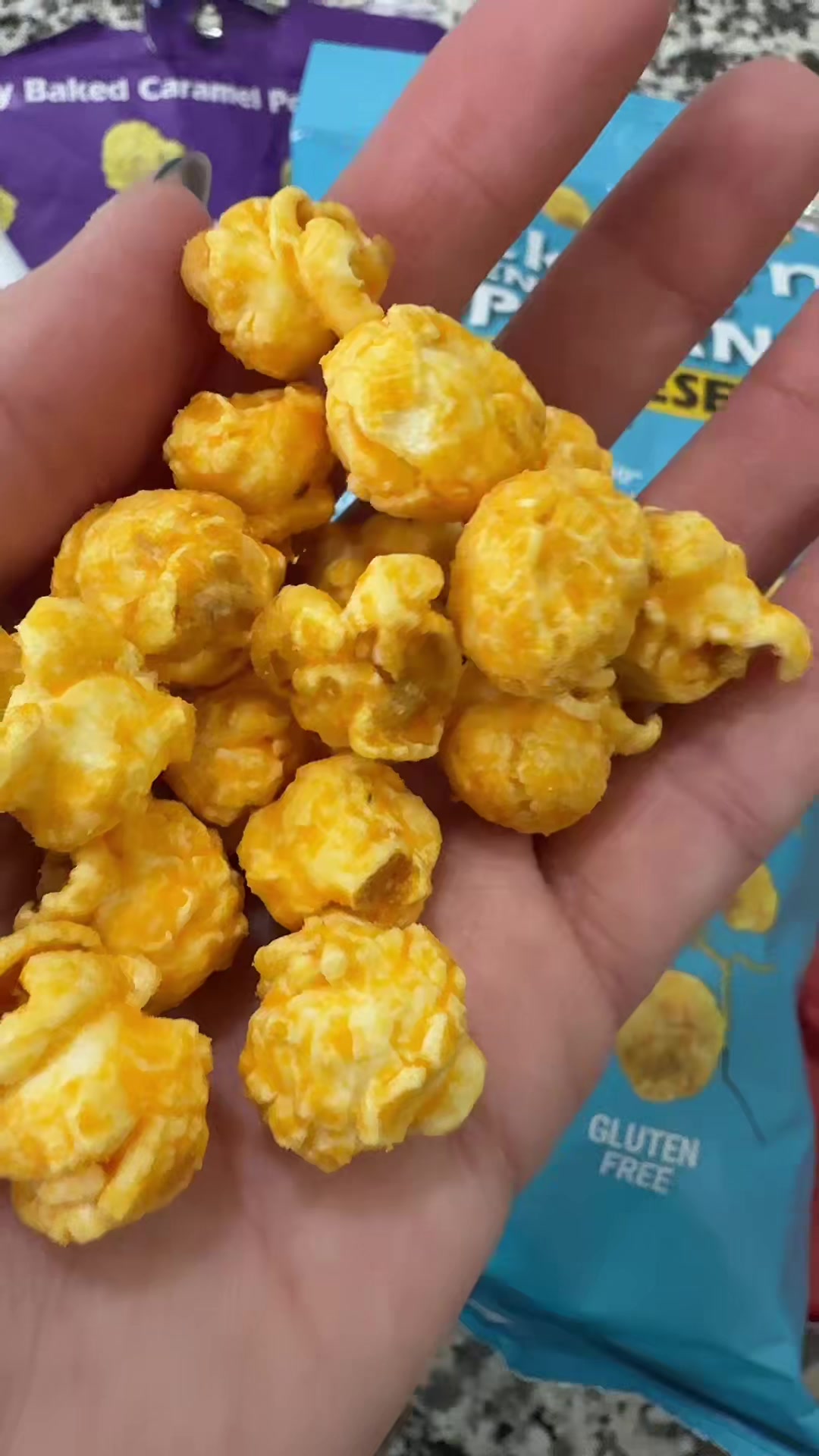 TikTok post by @emndadventures for KrackCorn Popcorn. Caption reads: KrackCorn Oven Baked Popcorn @KrackCorn Popcorn....