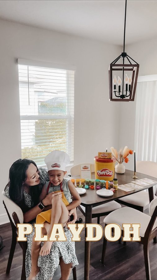 Instagram post by @motherhood.and.montessori for Play-Doh. Caption reads: 5 reasons I LOVE @PlayDoh as a child development....