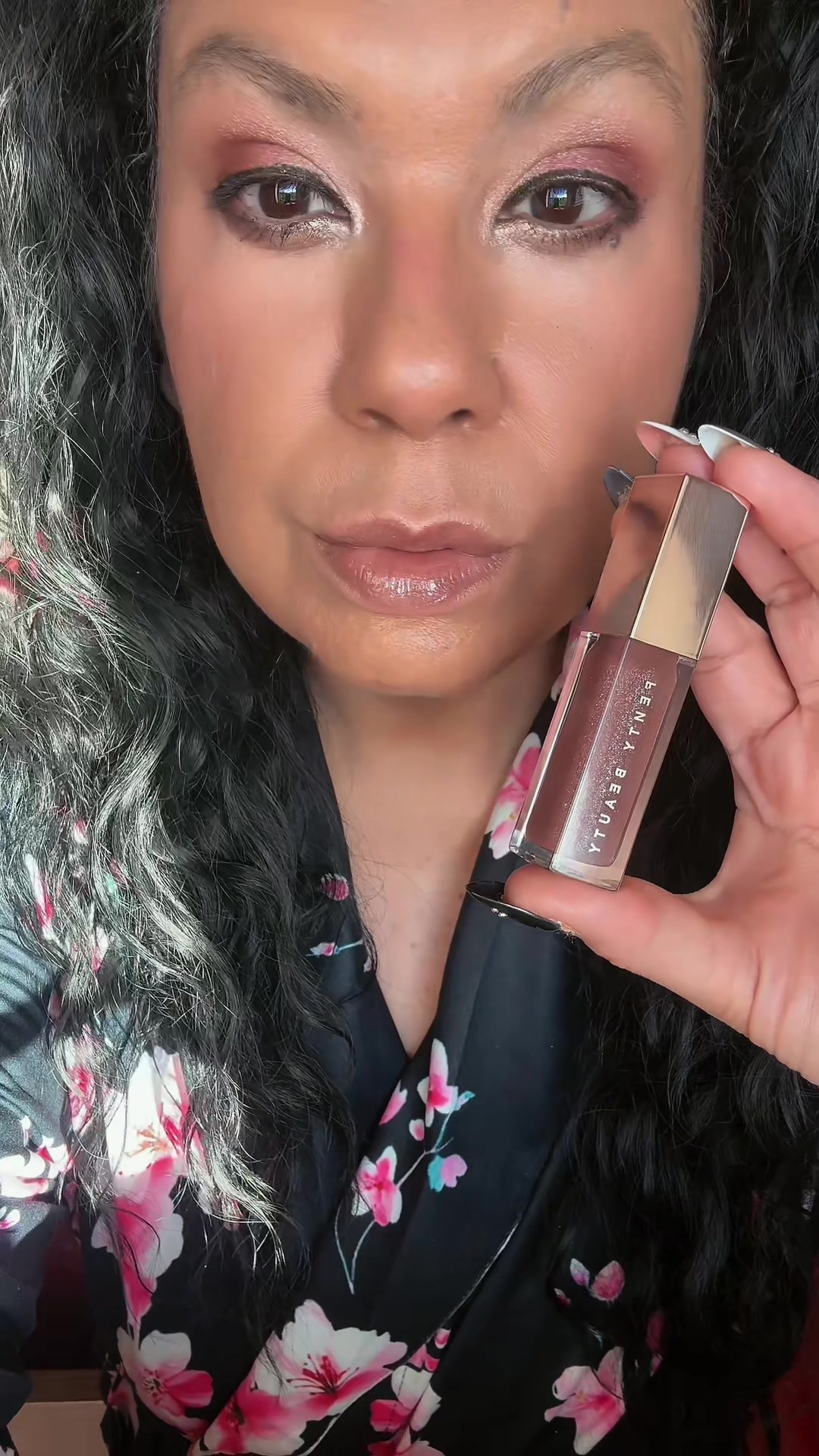 TikTok post by @alovelyflame for Fenty Beauty. Caption reads: @Fenty Beauty #fentybeauty #fentyglossbomb [...].