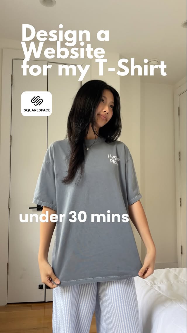 Instagram post by @hyggediaryy for Squarespace. Caption reads: [...] a t-shirt… and then a whole site 👕💻....