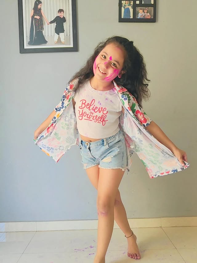 Instagram post by @arnav__aarvi for FirstCry. Caption reads: #collaboration with @FirstcryIndia Holi through....