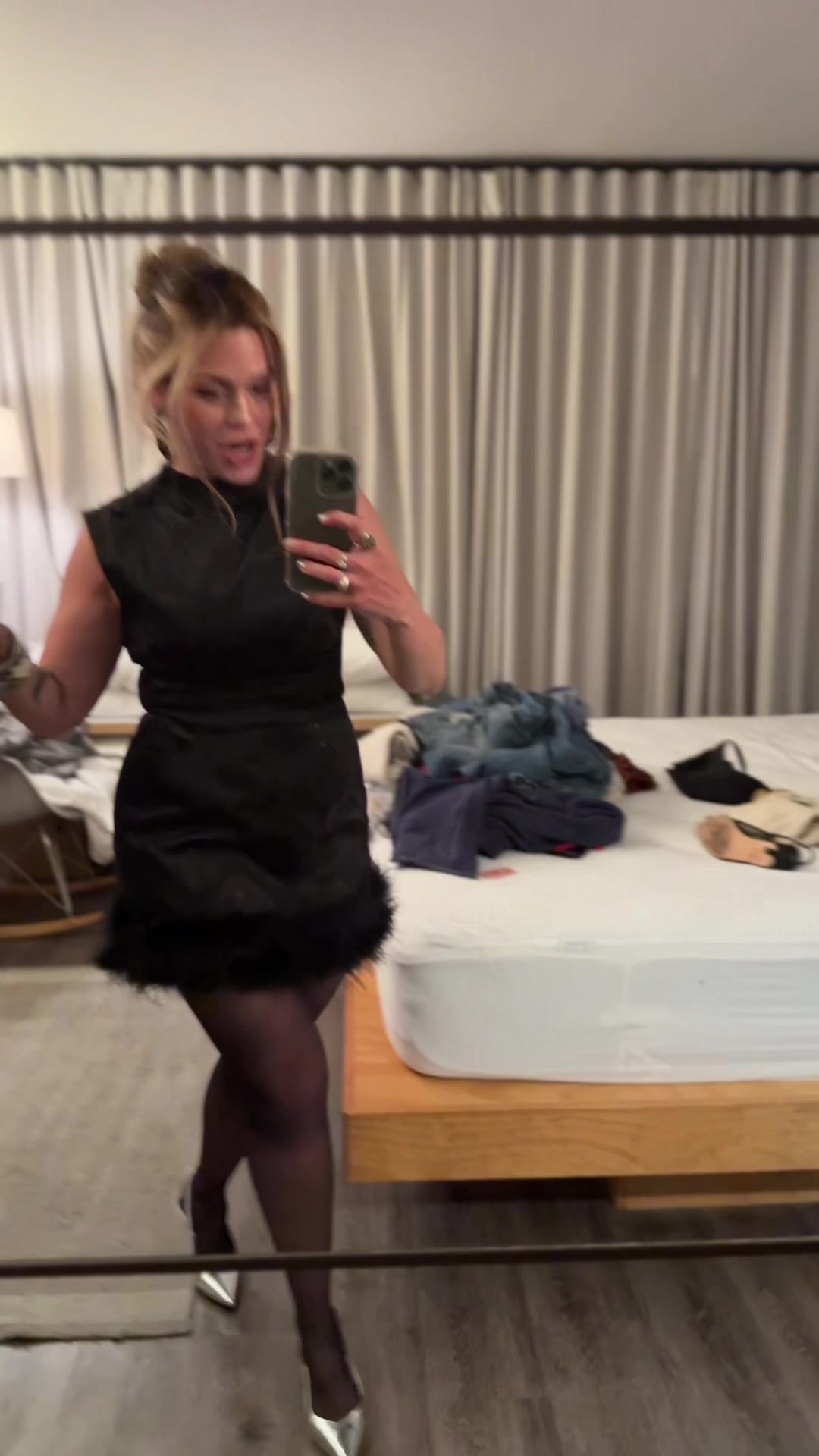 TikTok post by @halesbbee for PrettyLittleThing. Caption reads: [...] died lmao. #ootn #littleblackdress....