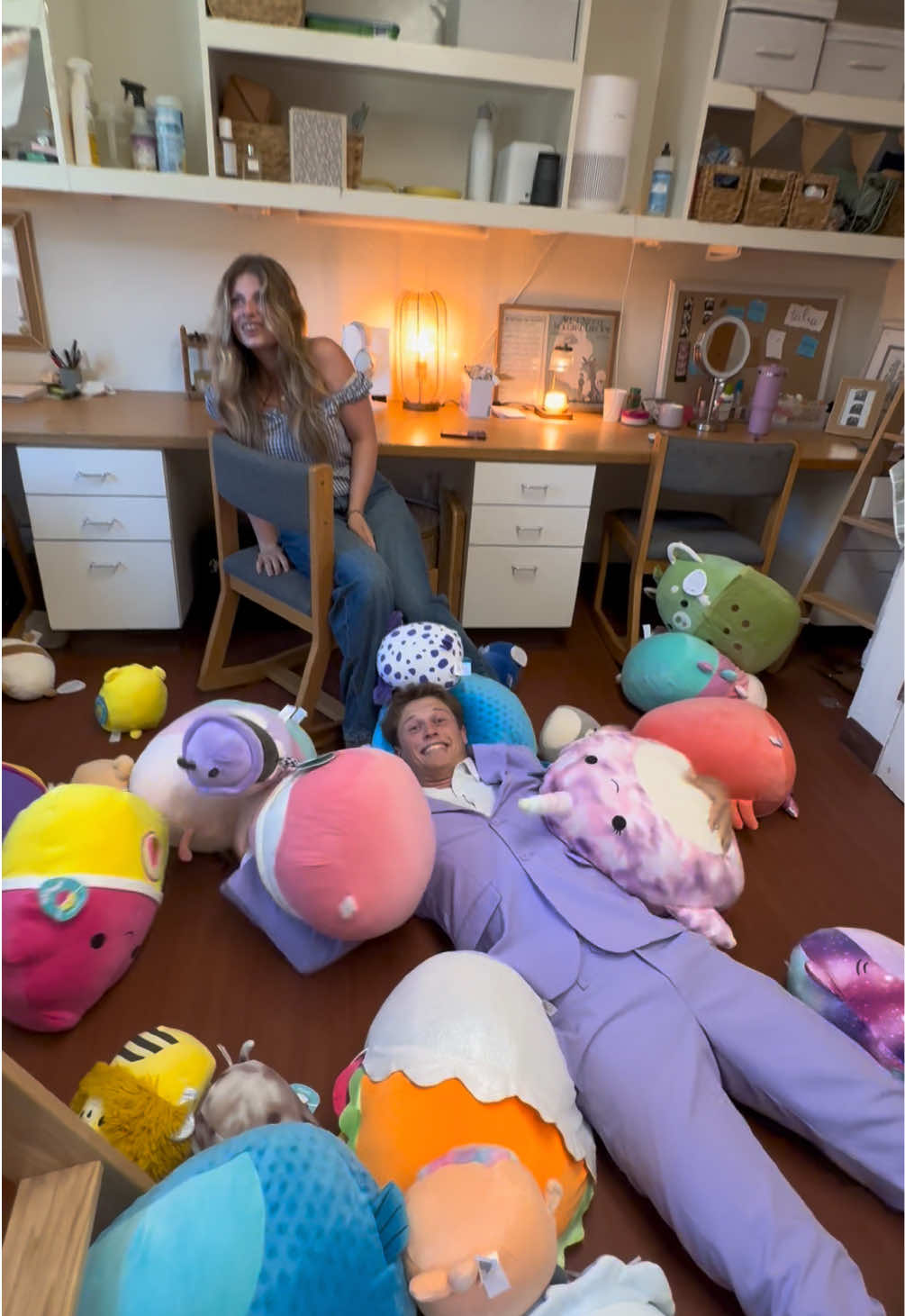 TikTok post by @westonvansoest for Squishmallows. Caption reads: Today's forecast: @Squishmallows 🥳....