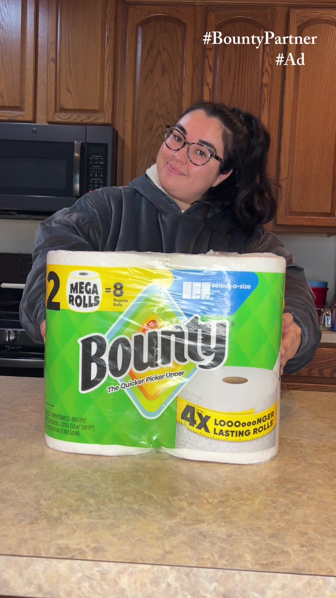 TikTok post by @natbee27 for Bounty. Caption reads: @Bounty Paper Towels has your back for all your....