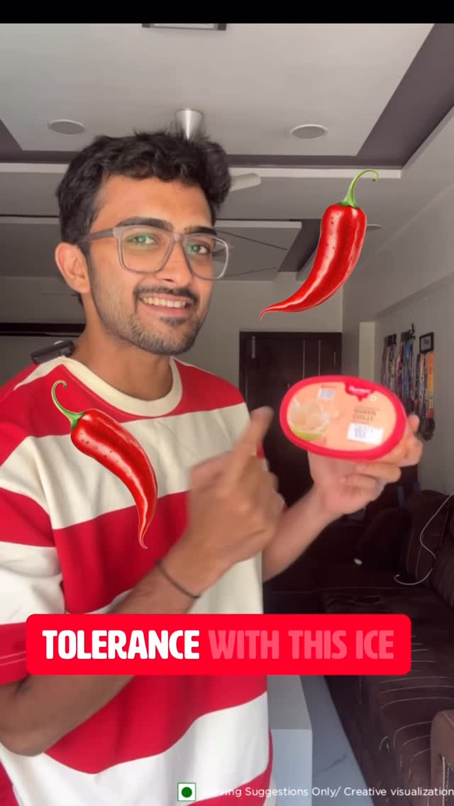 Instagram post by @piyushgadda5 for Havmor. Caption reads: [...] ice cream nahi spice test hai 🌶️🔥 [Havmor,....