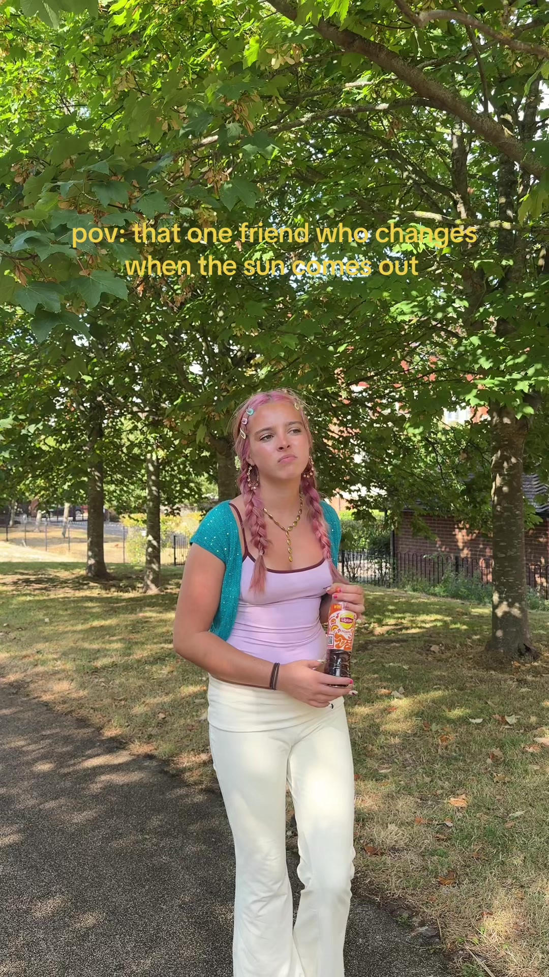 TikTok post by @teasdigitaldiaries for Lipton Ice Tea Switzerland. Caption reads: My go to drink all summer long☀️ @liptonicetea....