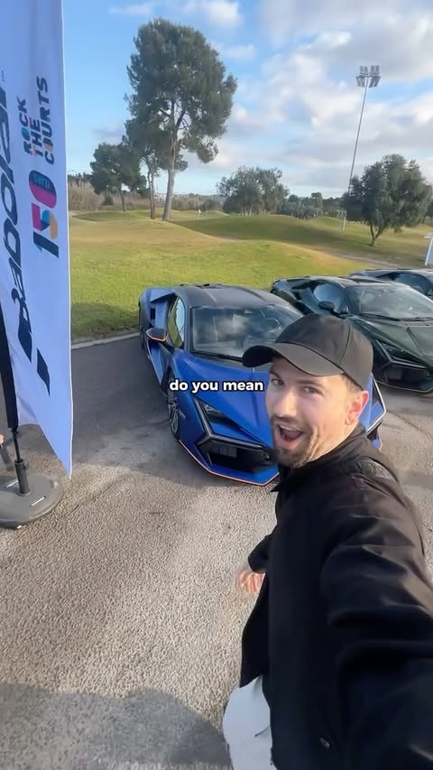 Instagram post by @phitzee for Lamborghini. Caption reads: [...] to Barcelona for the new Babolat x....