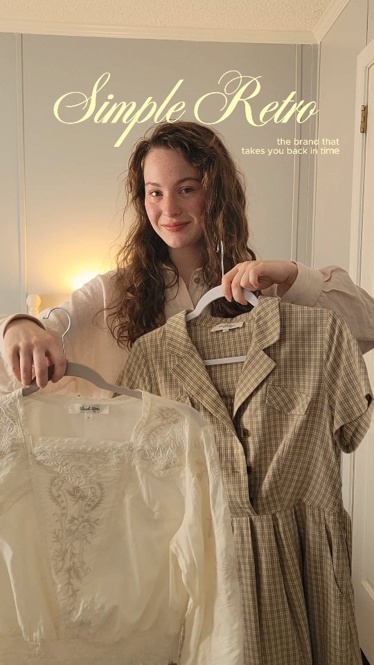 Instagram post by @modestyandfemininity for Simple Retro. Caption reads: [ad] Step back in time with @simpleretro 's....