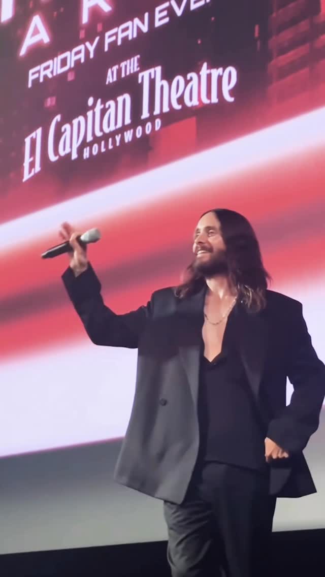 Instagram post by @jaredleto for Walt Disney Studios. Caption reads: Surprised fans at Tron: Ares screenings in Los....
