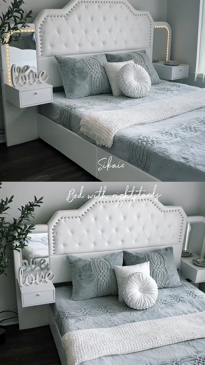 Instagram post by @khrystynapolek for Sikaic. Caption reads: [...] and nightstands is just Love -Love🤍....