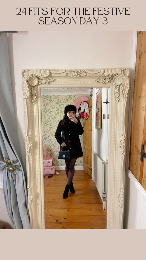 Instagram post by @hellomissjordan for LK Bennett. Caption reads: 24 FITS FOR THE FESTIVE SEASON DAY 3 🎄 A little....