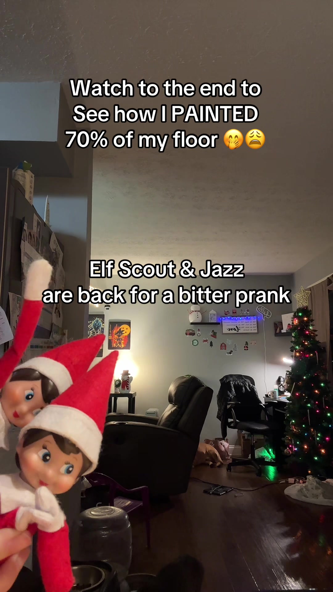 TikTok post by @hottiedanni for The Elf on the Shelf. Caption reads: [...] video, and I’ll duplicate it! @The Elf on....