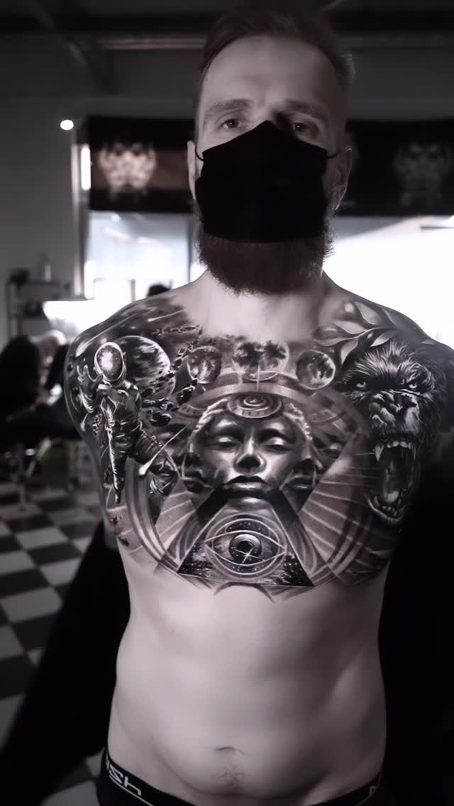 Instagram post by @ademtattoo for Fkirons. Caption reads: Done at my guest spot at @artfaktorsms on a cool....