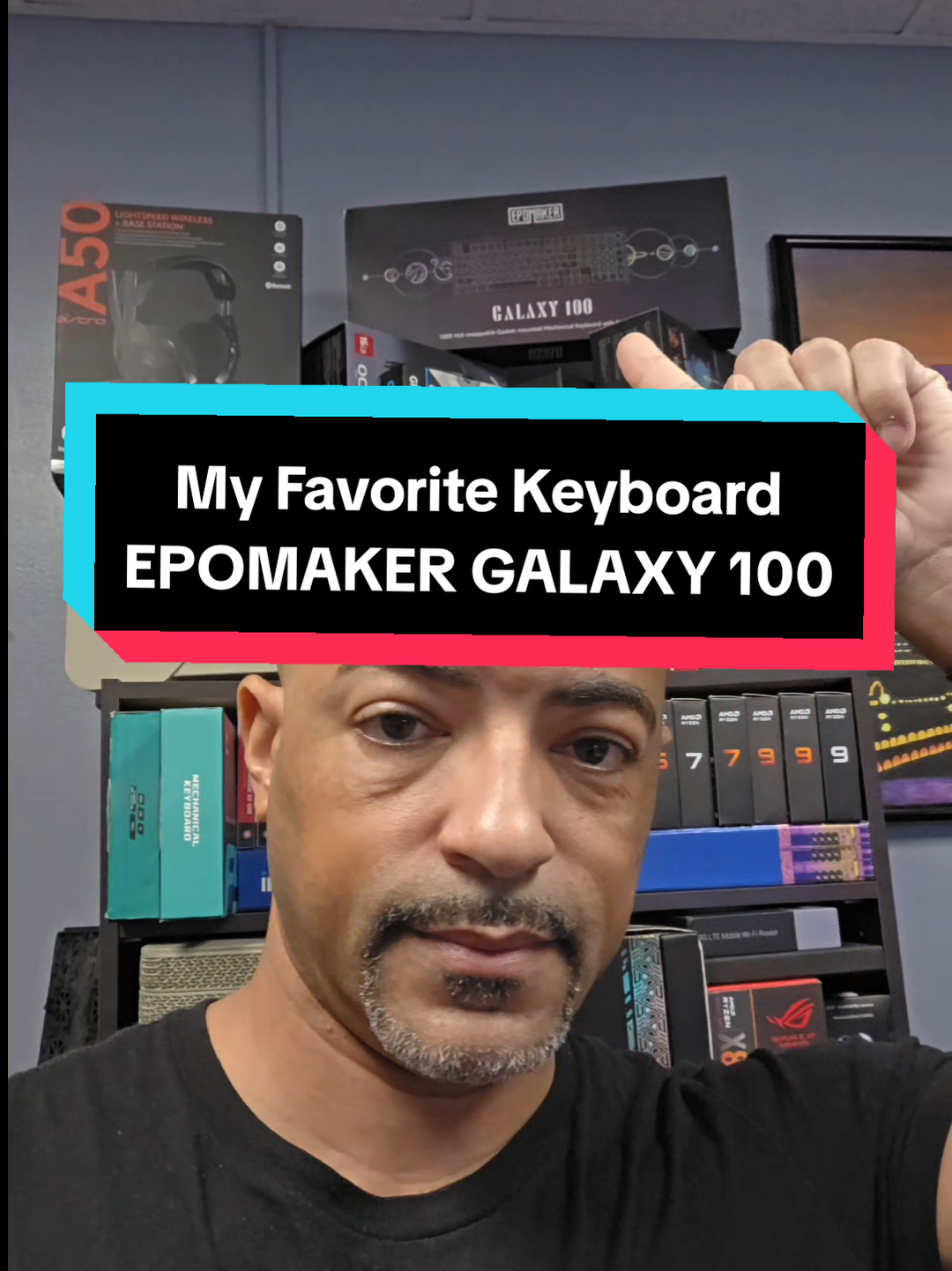 TikTok post by @dapoets for Epomaker. Caption reads: The @Epomaker Keyboard Galaxy 100 consistently....