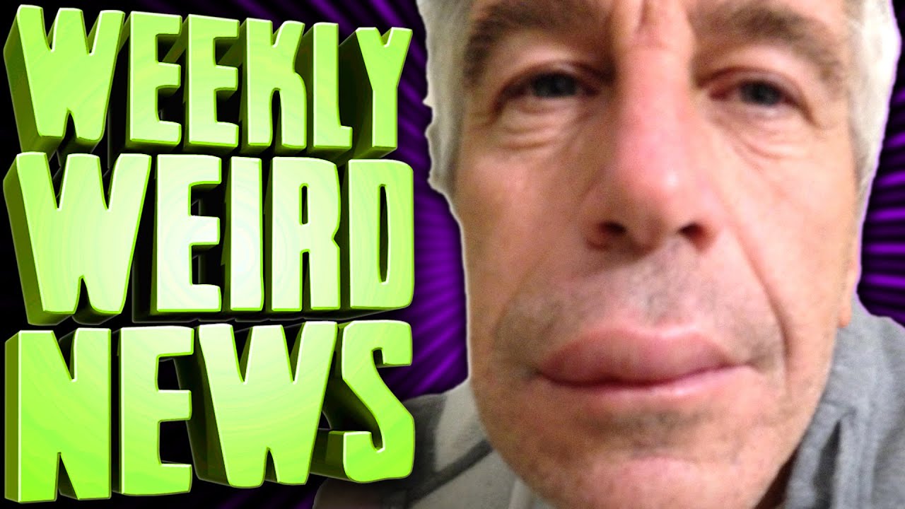 YouTube post by @InternetTodayTV for PBS. Caption reads: More Very WEIRD Epstein Files - Weekly Weird News.