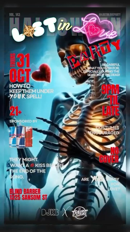 Instagram post by @djkb for Blind Barber. Caption reads: [...] ⏰ 09PM ‘TIL LATE 🪫 ⠀⠀ ⠀⠀ ⠀⠀ ⠀ ⠀ ⠀ 📍....