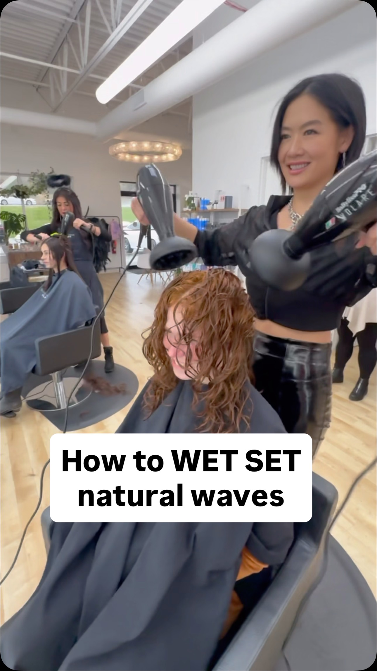 Instagram post by @emchenhair for BaBylissPRO. Caption reads: How to do a wet set for WAVES 🌊

I partnered with....