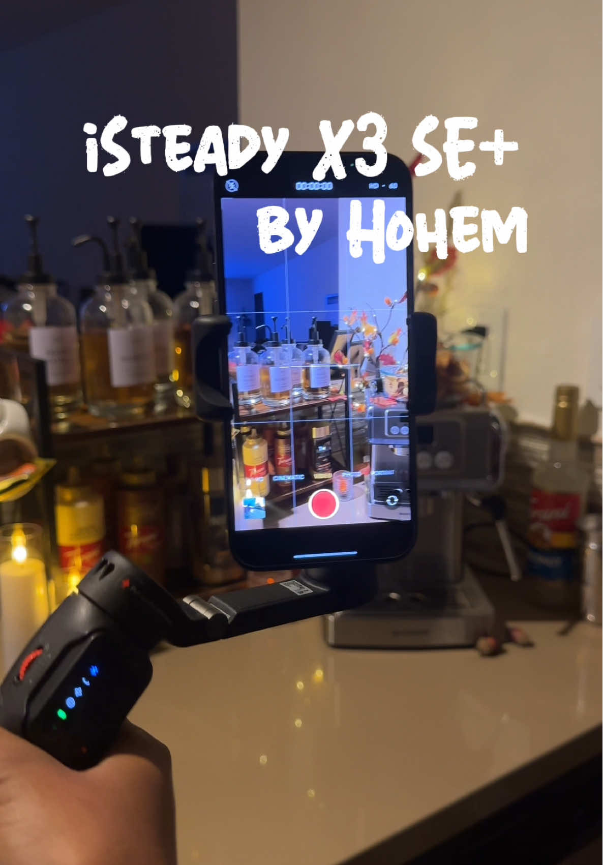 TikTok post by @flomighty for Hohem. Caption reads: [...] on this extendable and compact gimbal by....