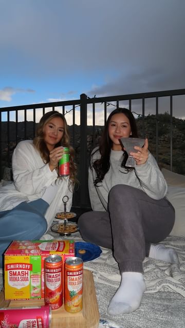 Instagram post by @jennaisblonde for Smirnoff. Caption reads: #Ad This is your sign to have a bestie patio date....