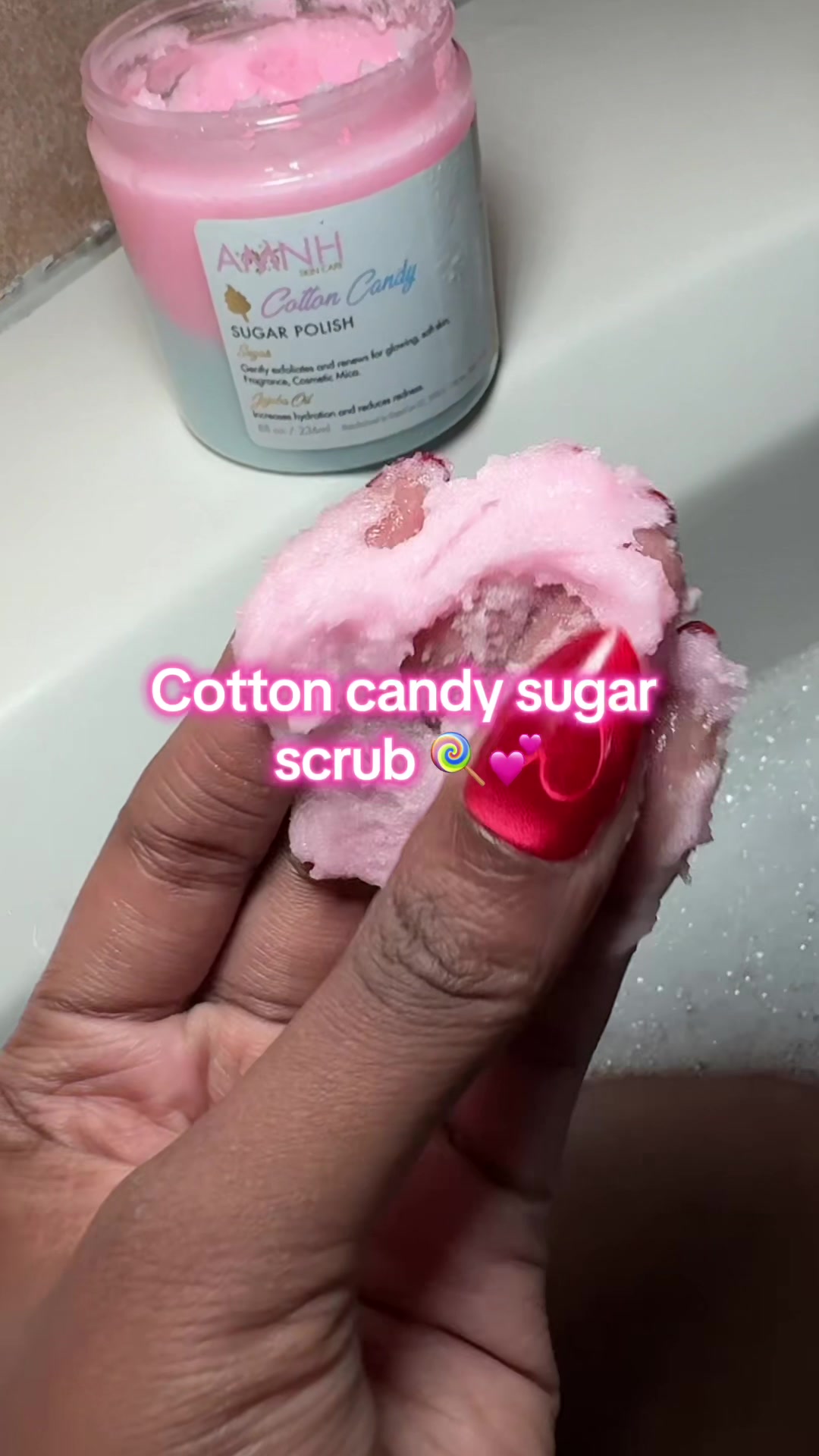 TikTok post by @sapphiredelight2.0 for Aminnah. Caption reads: @AMINNAH SKINCARE #smoothskin #cottoncandy [...].