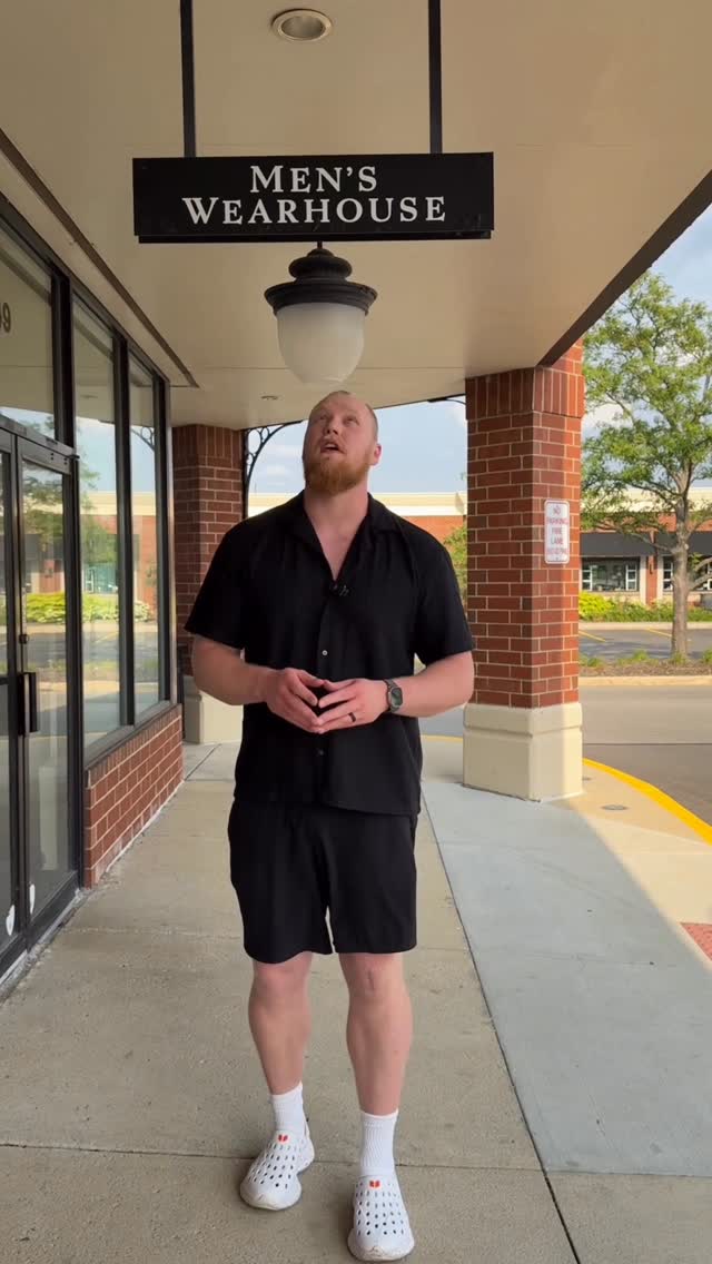 Instagram post by @seanhasjokes for Men’s Wearhouse. Caption reads: A lot of material went into this one. Turns out....