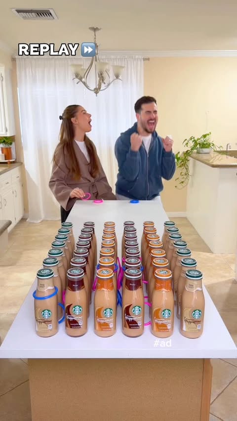 Instagram post by @adifishman for Starbucks. Caption reads: Starbucks®️ Frappuccino®️ Drinks Ring Toss [...].