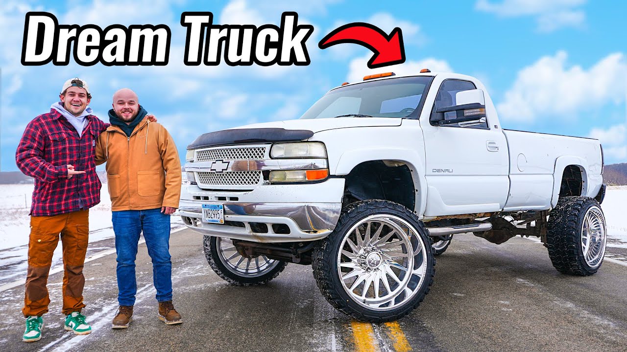 YouTube post by @CboysTV for CboysTV. Caption reads: Buying my Mechanic His Dream Truck!.