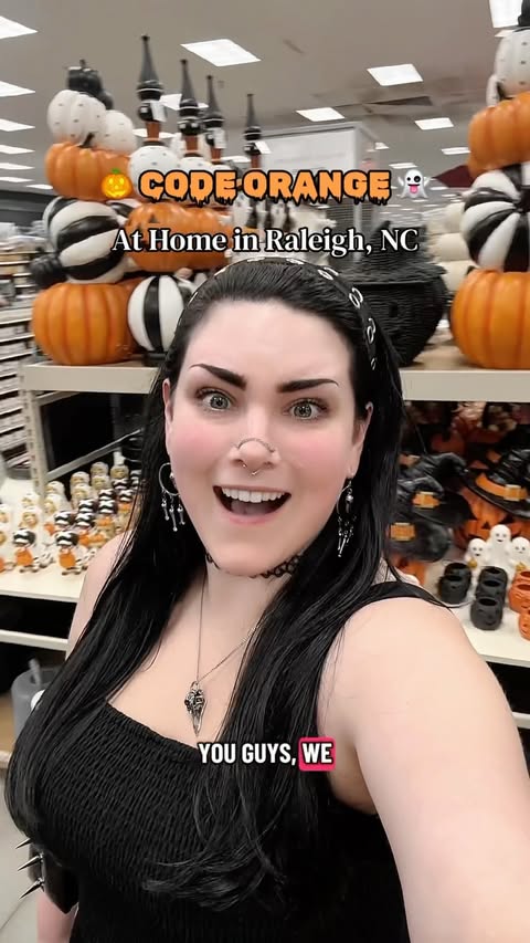 Instagram post by @nikkidrinkscraft for At Home. Caption reads: 🎃 Code Orange @athomestores in Raleigh, NC! I’m....