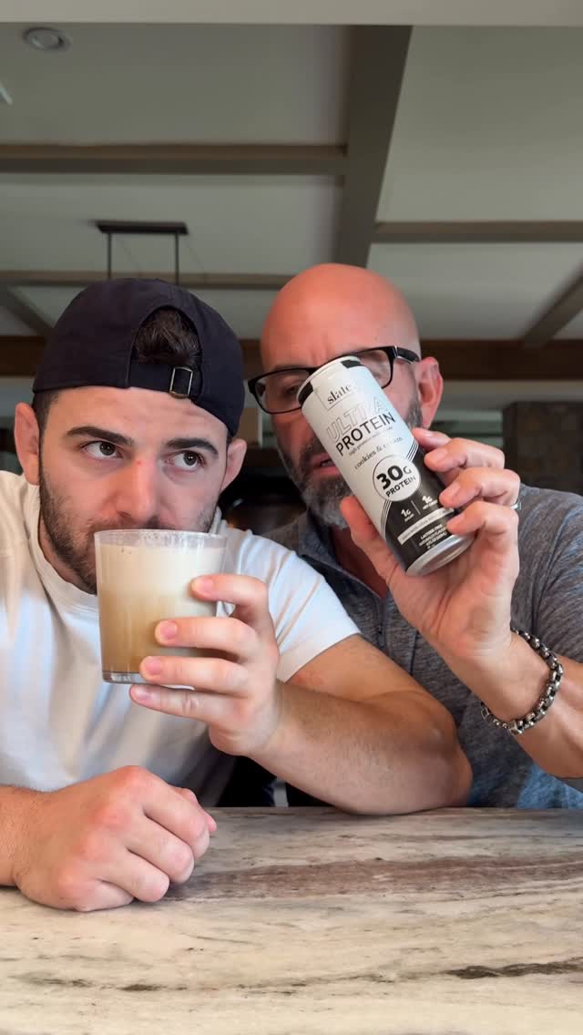 Instagram post by @johnnydrinks_ for Slate Milk. Caption reads: Cookies & Cream Latte ☕️ 🍪 @slatemilk 
Follow....