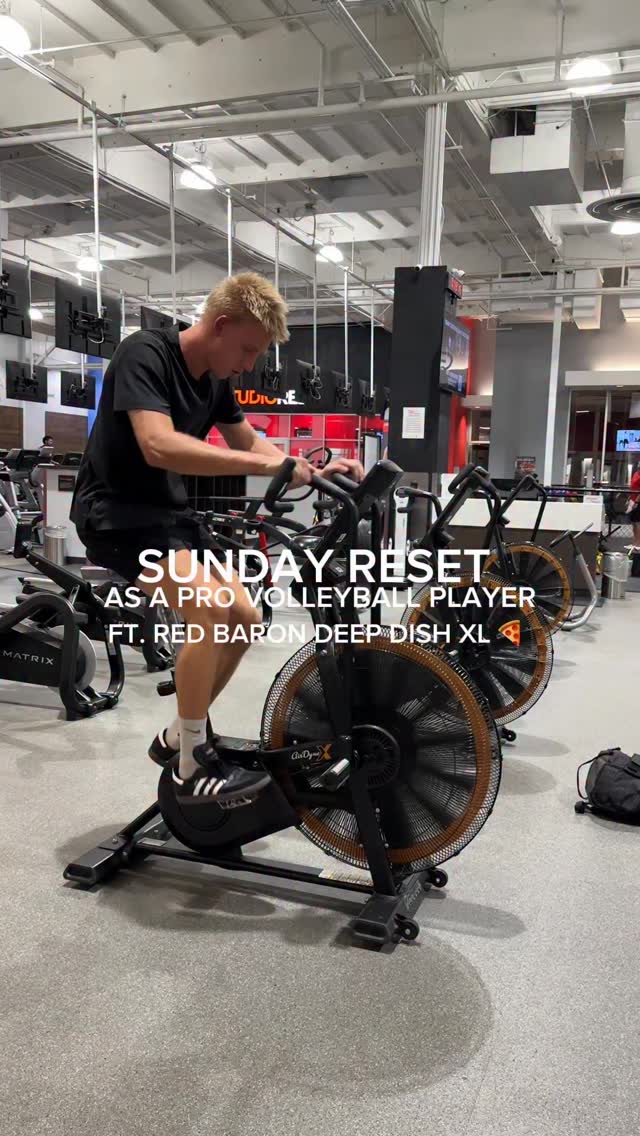 Instagram post by @davidkisiel for Red Baron Pizza. Caption reads: Reset Sunday as a pro volleyball player isn’t....
