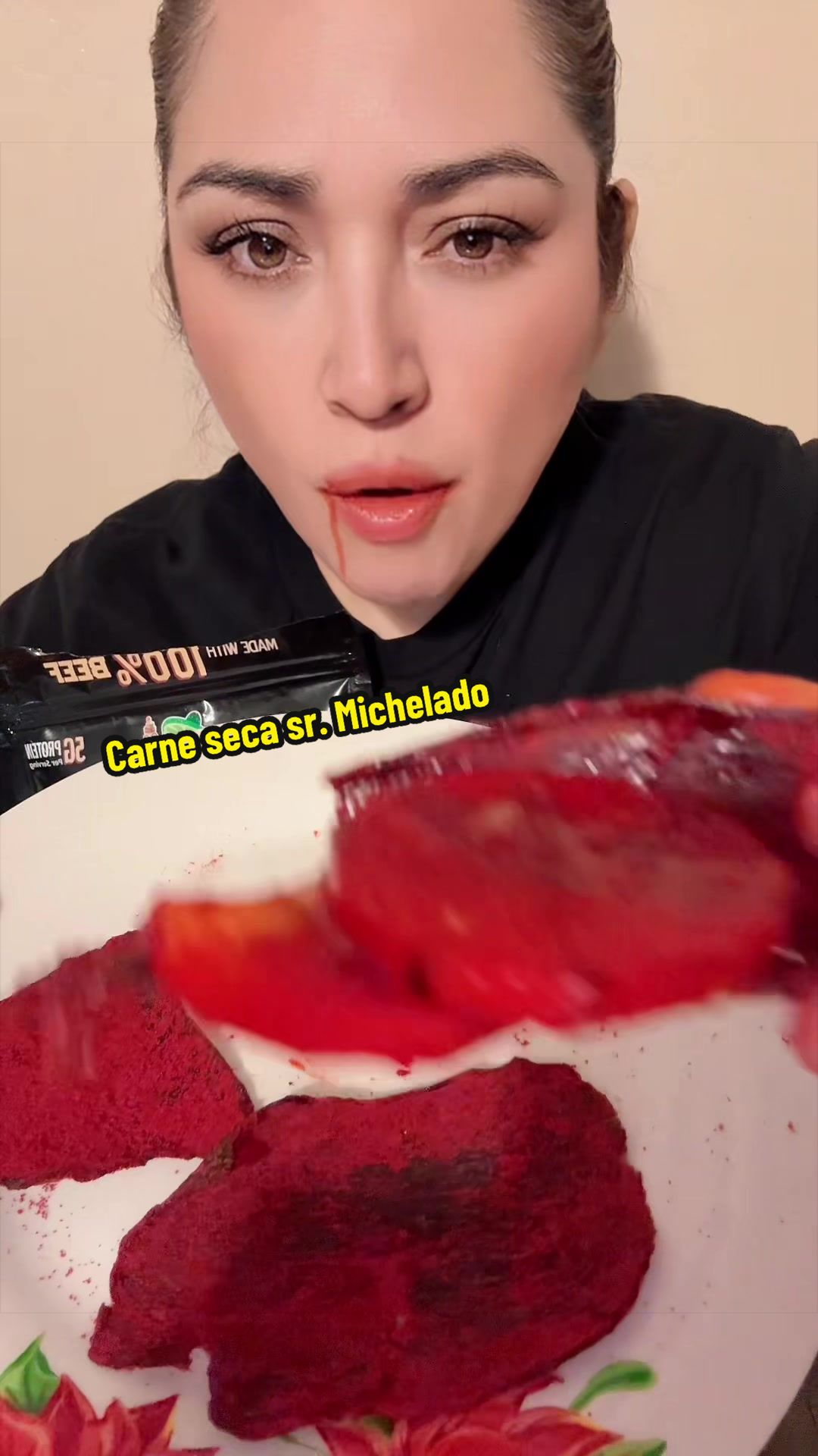 TikTok post by @candyelizaldecota for Sr. Michelado. Caption reads: Carne seca de el @Sr.Michelado #fypシ #carneseca....