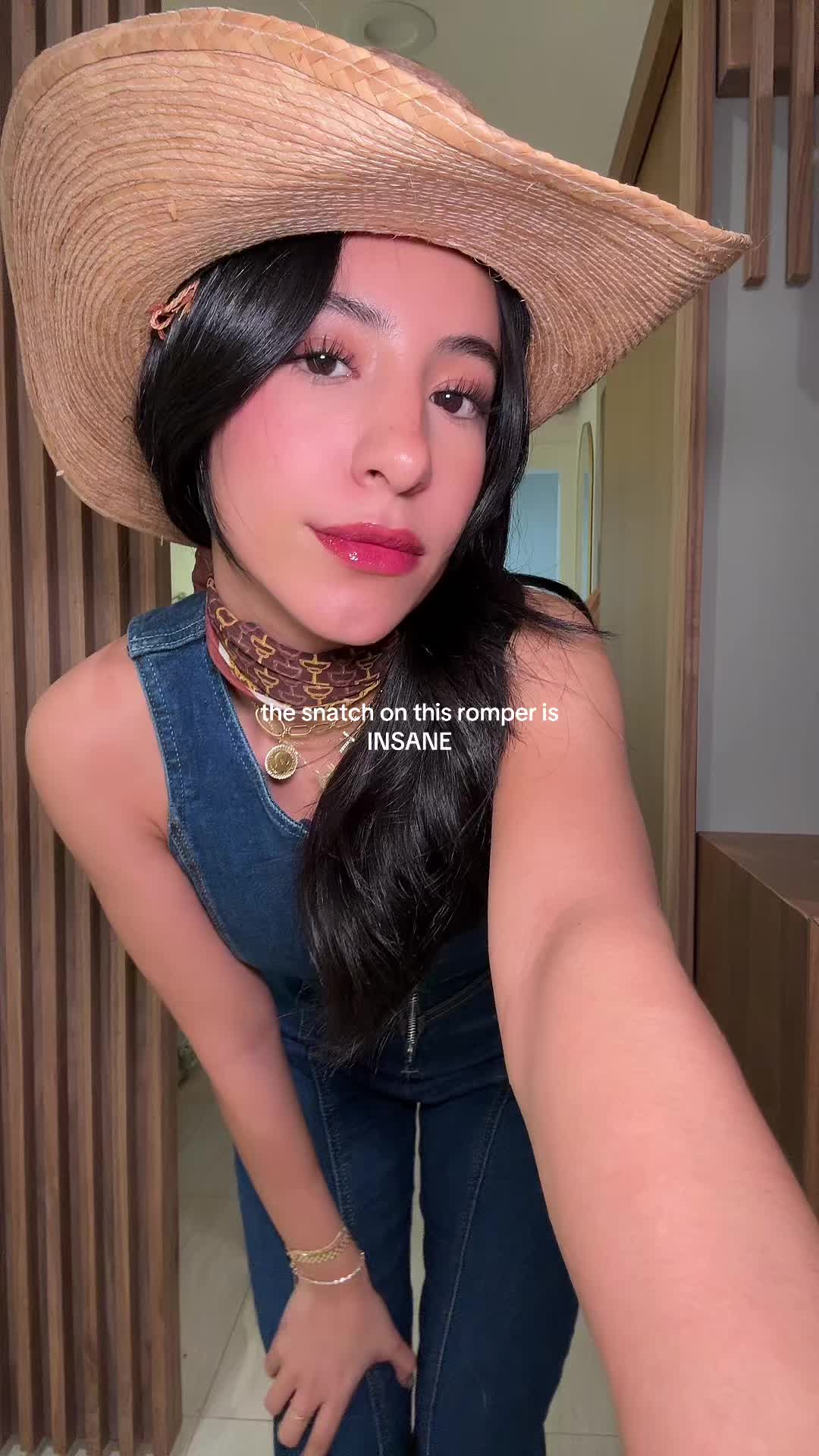 TikTok post by @italiajjacqueline for Revice Denim. Caption reads: [...] #romper #denimromper #revicedenim @Revice.