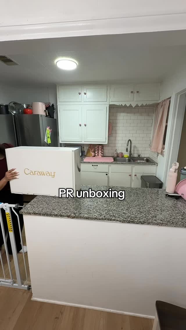 Instagram post by @lexymariee_ for Caraway Home. Caption reads: A very over stimulating PR unboxing ft. My twin....