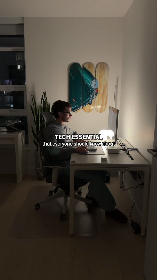 Instagram post by @drew.hallgrimson for Logitech. Caption reads: The @logitech Signature Slim Solar+ is a tech....