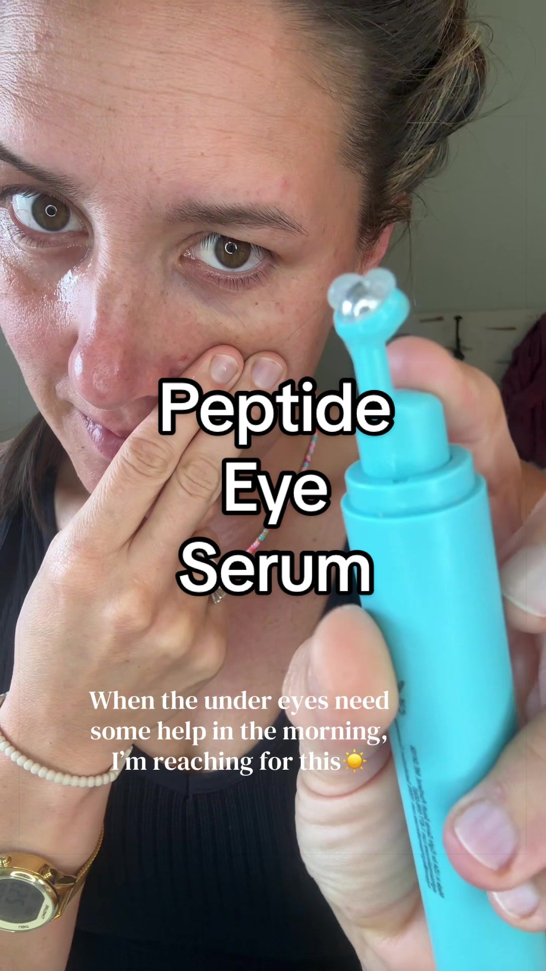 TikTok post by @jkschex for Eight Saints Skincare. Caption reads: [...] for this peptide eye serum! @Eight Saints....