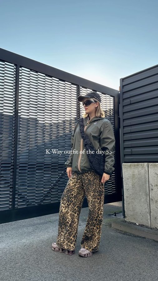 Instagram post by @aly__ma for K-way. Caption reads: K-Way outfit of the day 💃🏼 where [...].