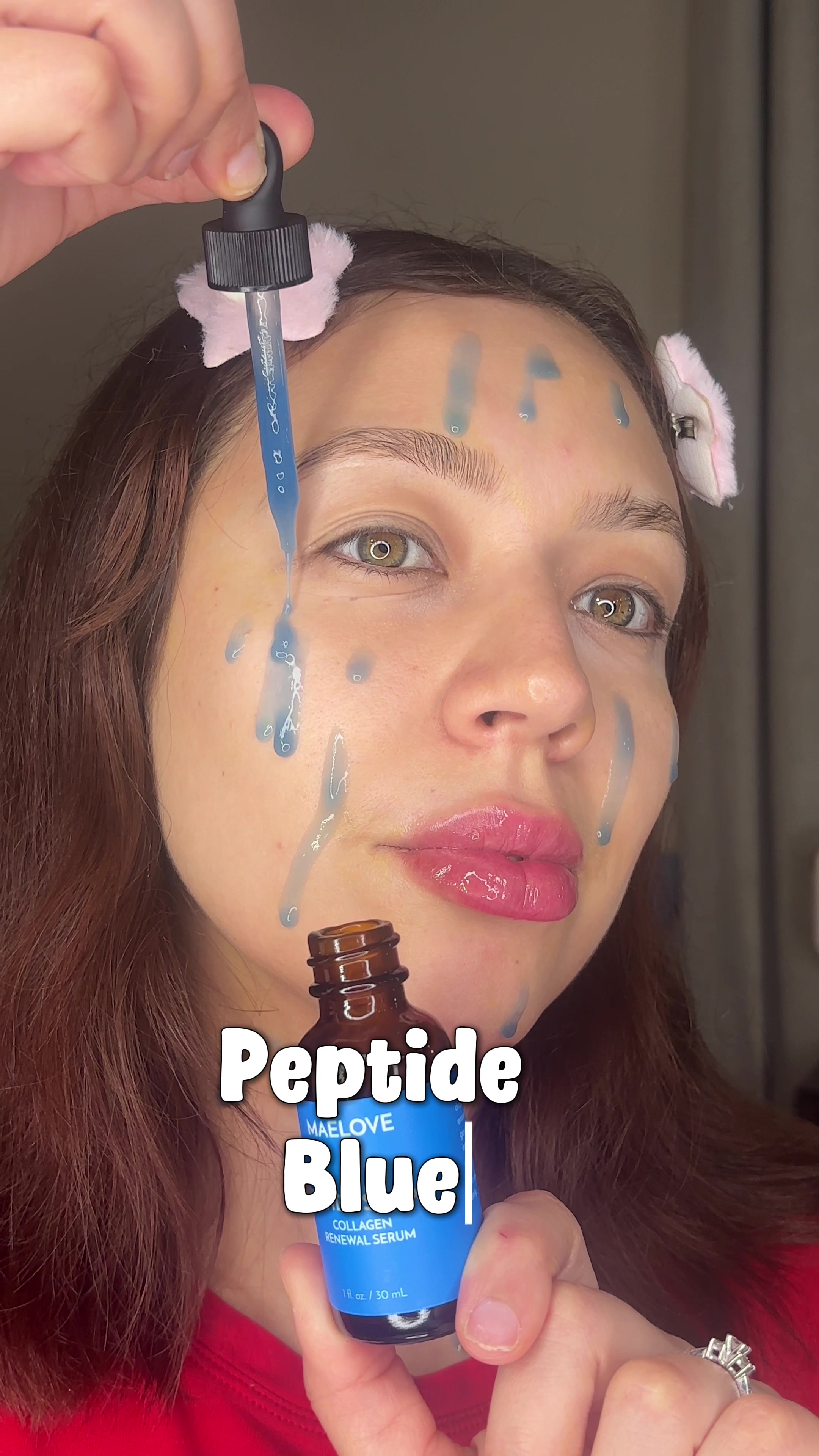 TikTok post by @kayvglambeauty for Maelove. Caption reads: ✨ My new skincare obsession: MAELOVE Peptide Squad....