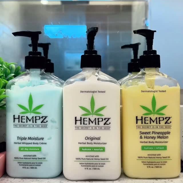 Instagram post by @amanda_roussin for Hempz. Caption reads: 🌿✨ I’m so excited to be testing out....