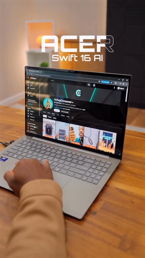Instagram post by @uravgconsumer for Acer. Caption reads: So @acer just announced their new Swift 16 AI.....
