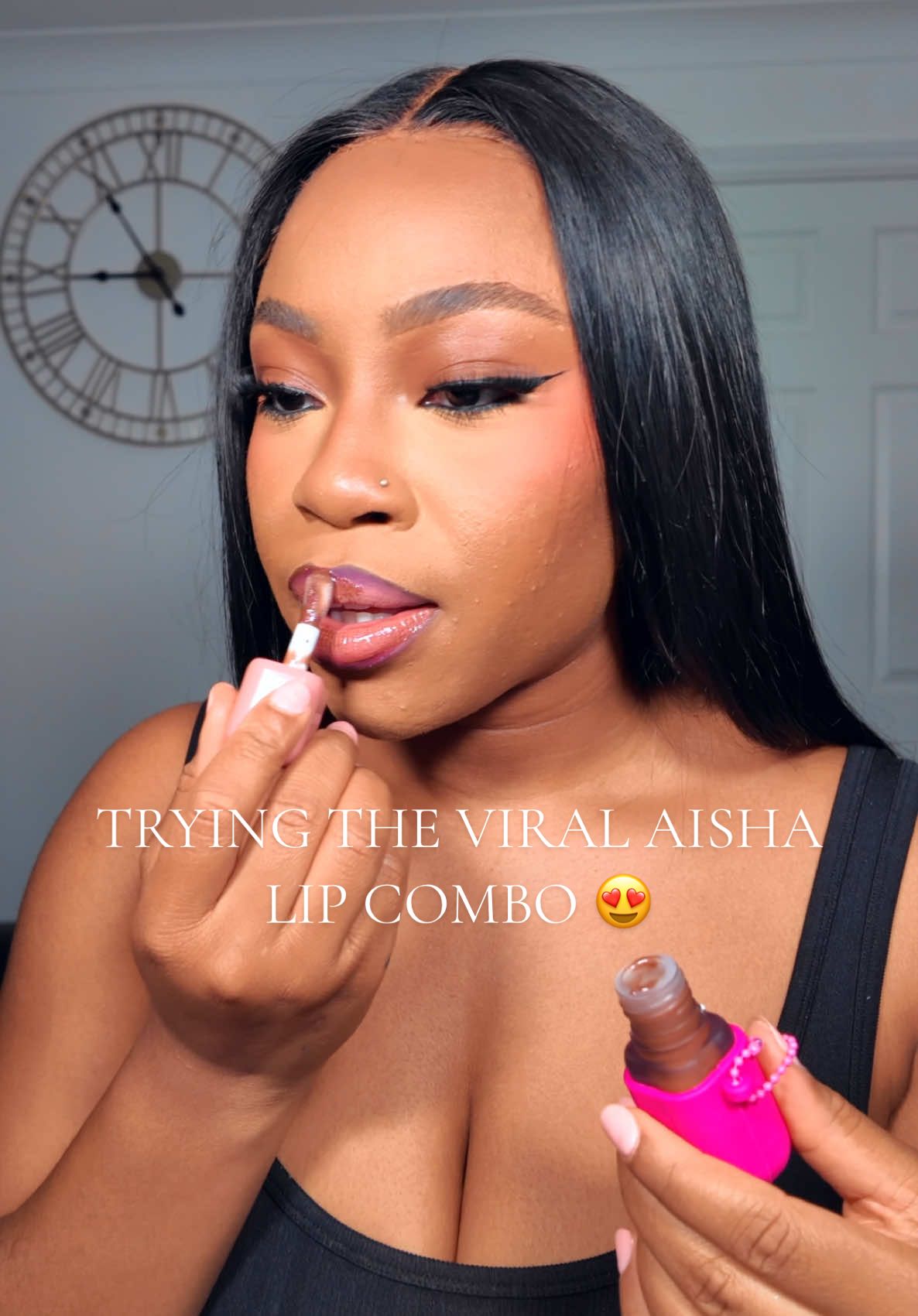 TikTok post by @bolu_bajo for The Beauty Crop. Caption reads: @Aisha Asunramu✨ x @thebeautycrop whew! These lip....