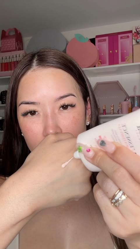 Instagram post by @mangomoniica for d'Alba. Caption reads: My skin but better ✨💗 @dalba_global UV Essence....