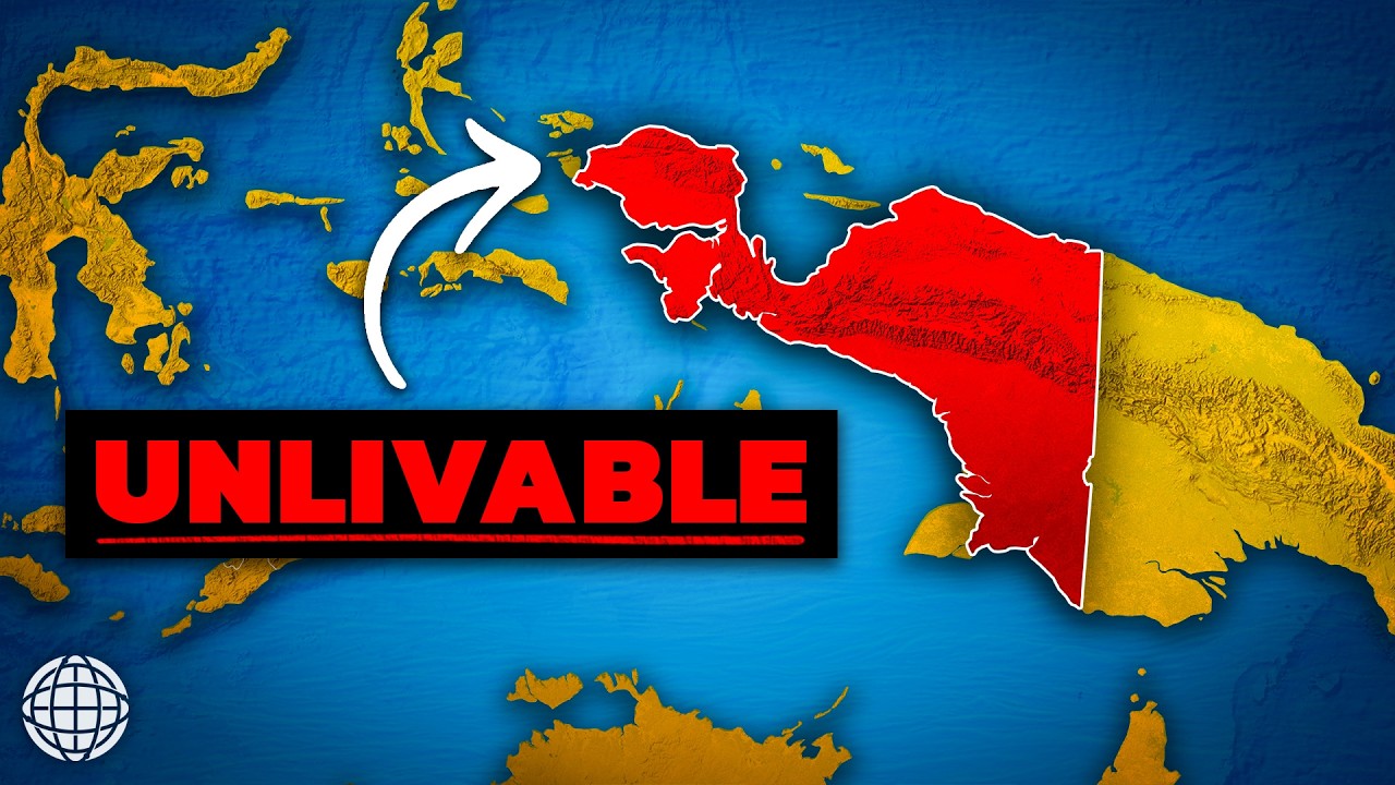 YouTube post by @GeographyByGeoff for Storyblocks. Caption reads: Why Nobody Lives on Indonesia's Largest Island.